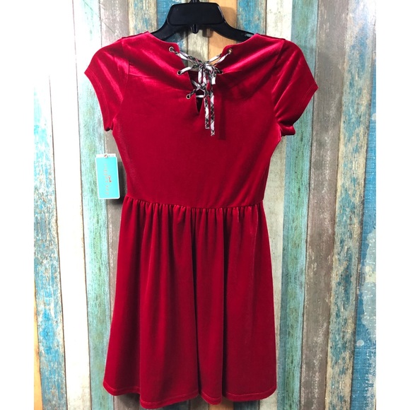Copper Key Girls Velvet Holiday Dress - Picture 4 of 4